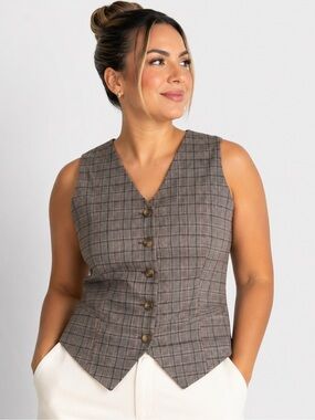 Plaid Tailored Vest XL NWT